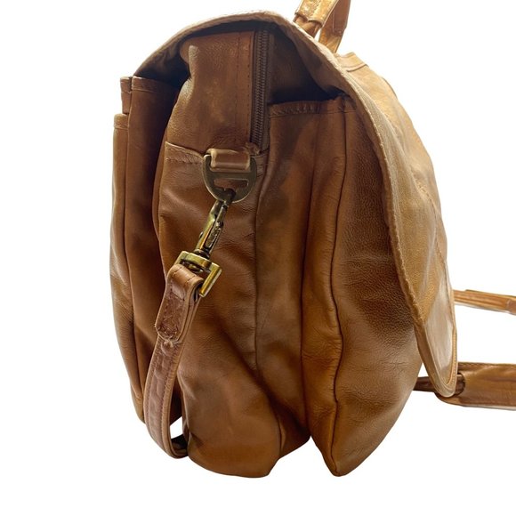 Handmade Light Brown Leather Messenger Bag - Picture 10 of 15